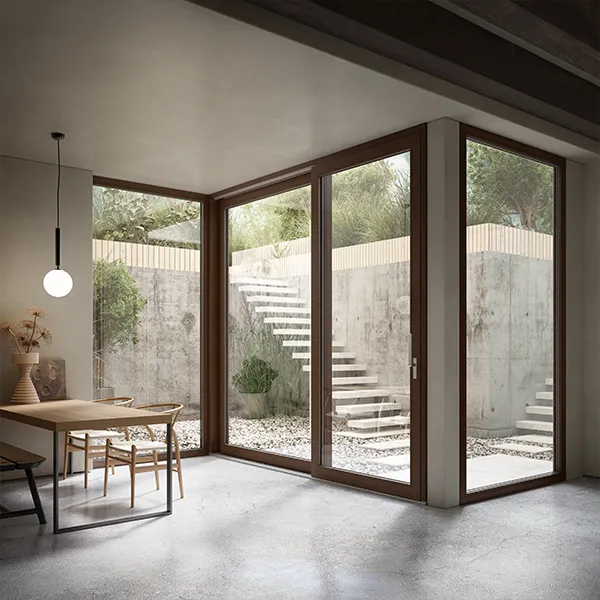 infisso fisso scuro parete pietra a vista